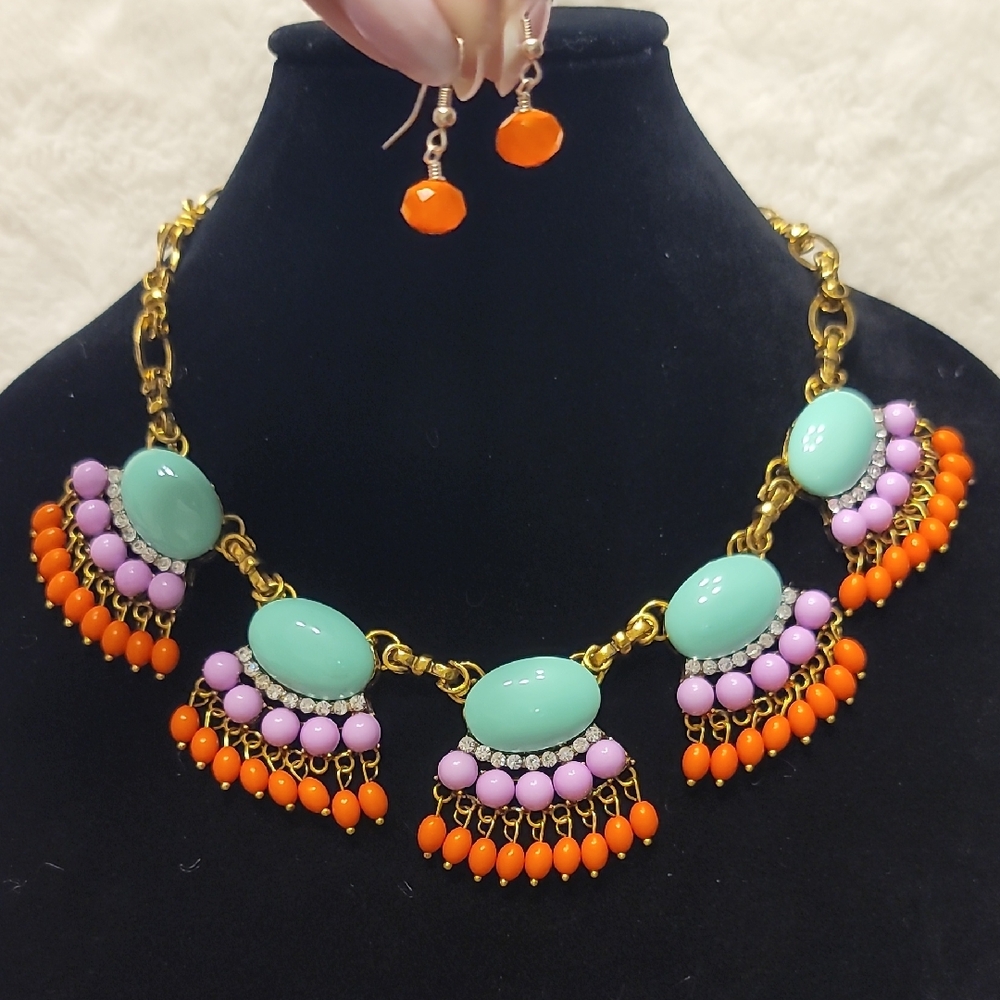 Colorful Statement Necklace and Earrings Set